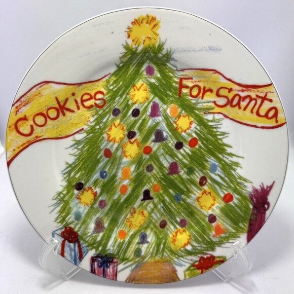 Christmas Village‎ Kids Collection Cookie Plate Green Tree Ceramic Collectible - Picture 2 of 5